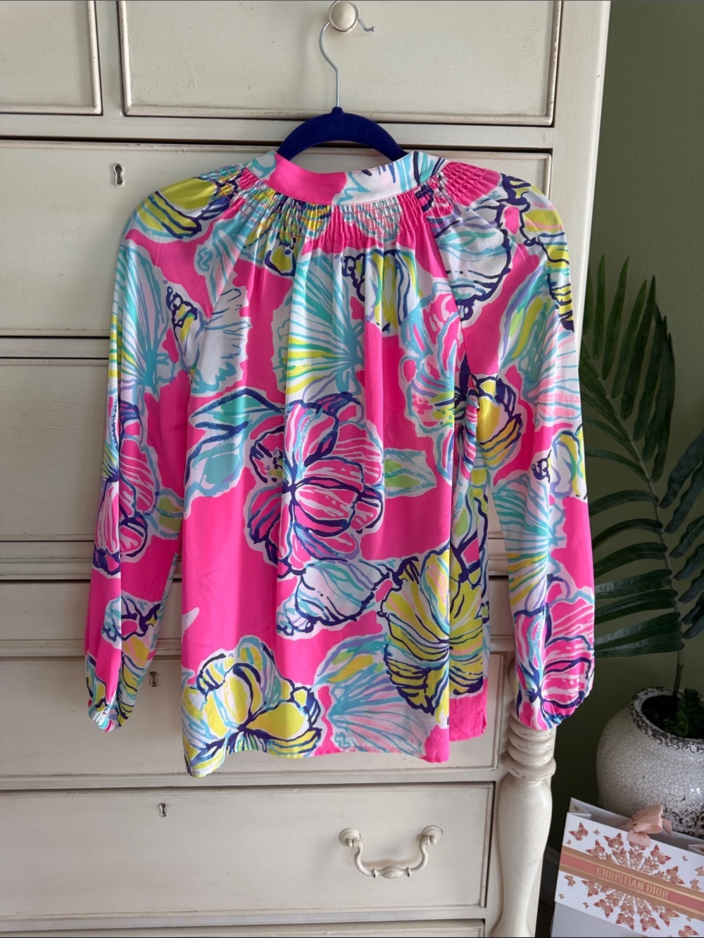 Lilly Pulitzer Elsa Hot Pink Multicolor Floral top XS - Picture 5 of 10